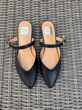Dolce Vita Black Pointed Mary Jane Mules with Gold Buckle - Size 7.5 - NWOT